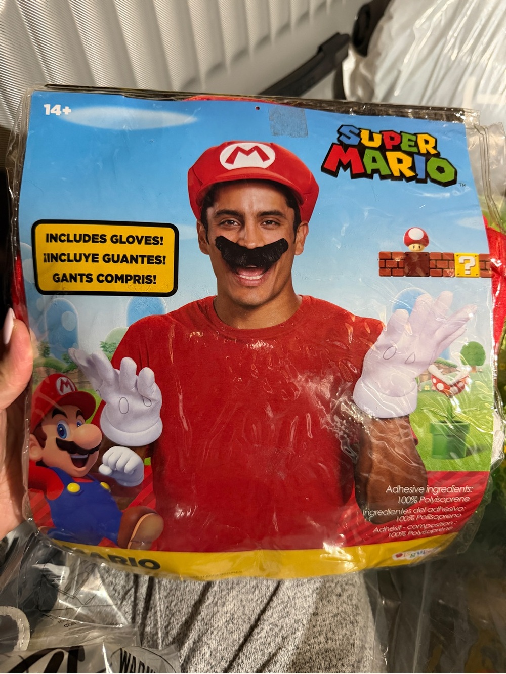 Nintendo Super Mario, Hat & White Gloves & Mustache Costume Set NWT